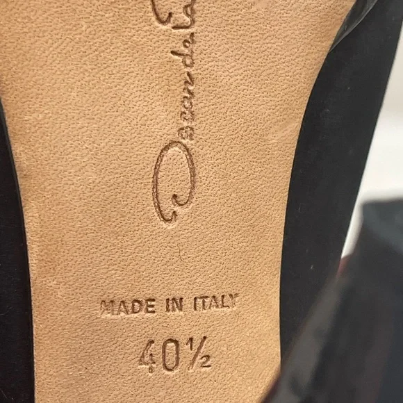Oscar De La Renta blackPump Platform Open Toe Heels Size 40.5 USA 10.5